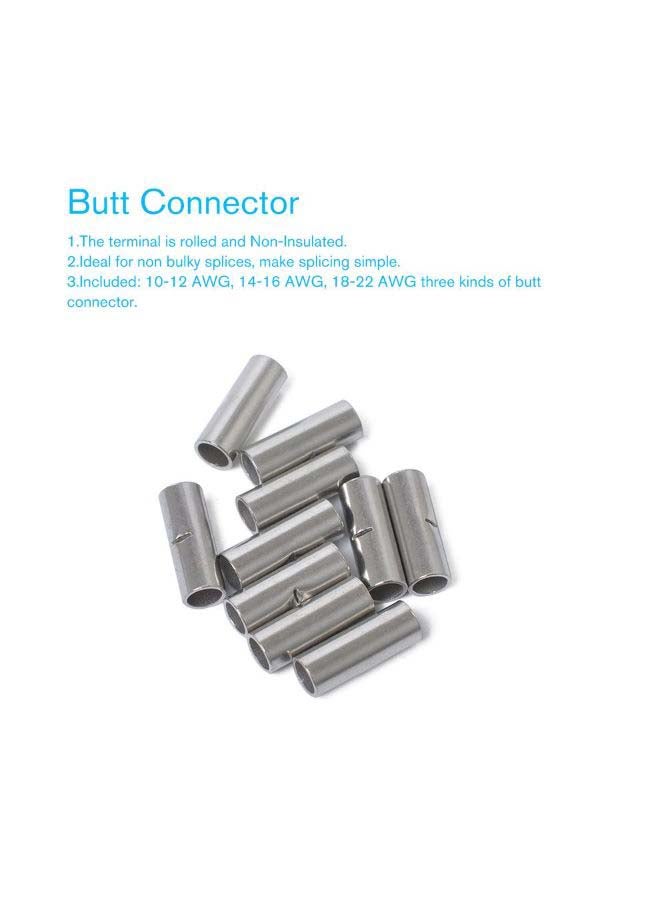 240-Piece AWG Gauge Non-Insulated Butt Connectors Terminal Kit Silver  - Image 2