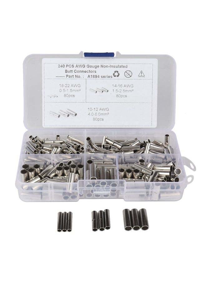 240-Piece AWG Gauge Non-Insulated Butt Connectors Terminal Kit Silver  - Image 3