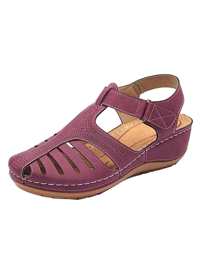 Retro Female Sandals Holes Shoes Purple - Image 1