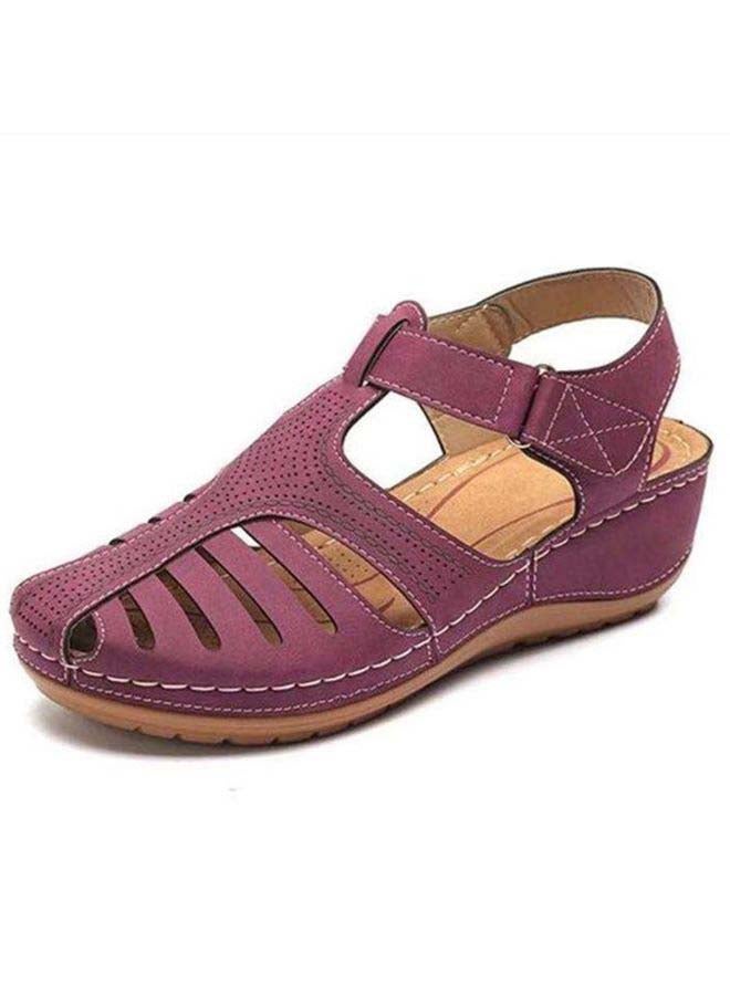 Retro Female Sandals Holes Shoes Purple - Image 2