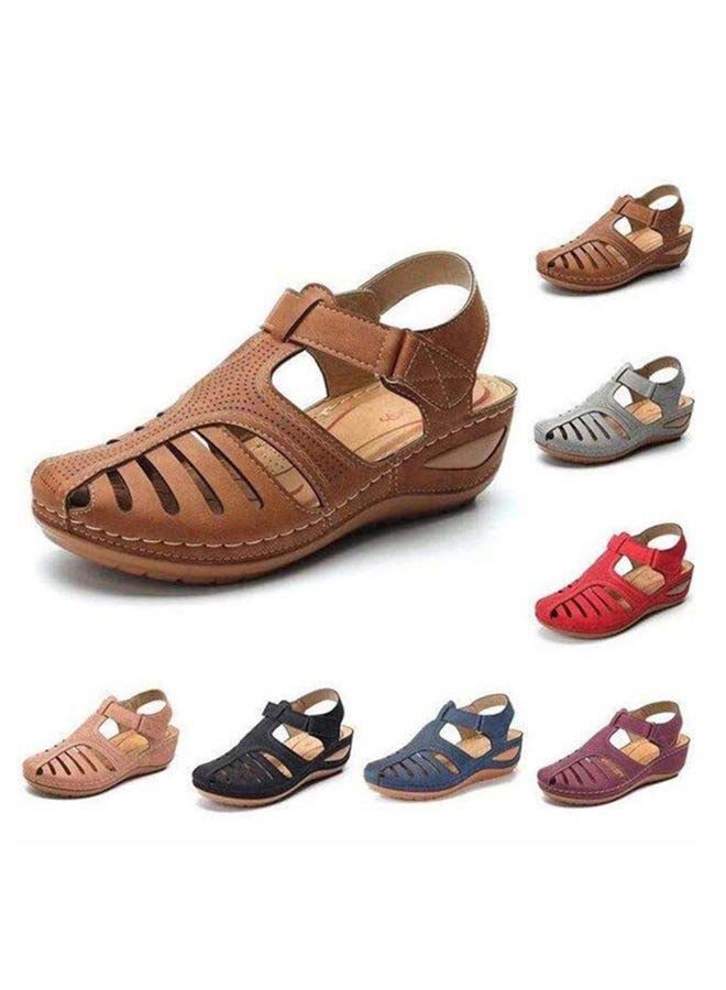Retro Female Sandals Holes Shoes Purple - Image 3
