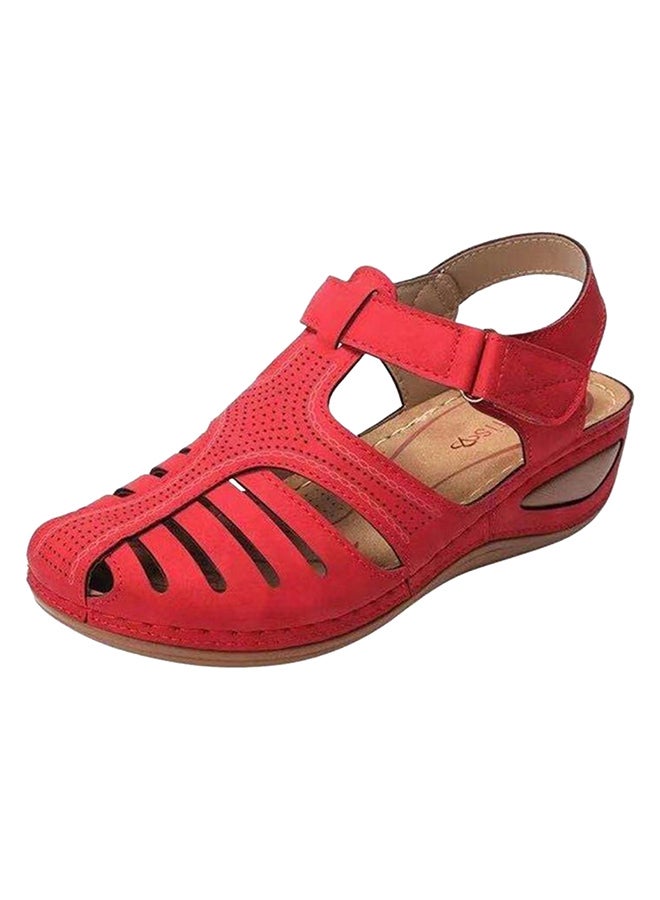 Retro Sandals Holes Shoes Red - Image 1