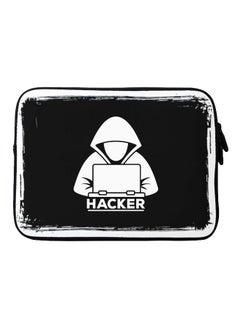 ستايلايزد حافظة لابتوب لجهاز أبل ماك بوك مقاس 15 بوصة بطبعة كلمة "Hacker" أسود/ أبيض 