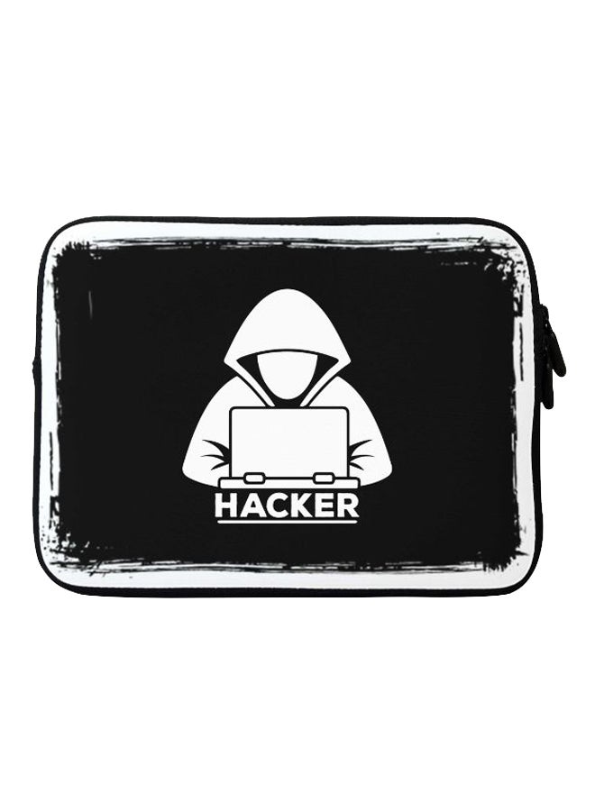 ستايلايزد حافظة لابتوب لجهاز أبل ماك بوك مقاس 15 بوصة بطبعة كلمة "Hacker" أسود/ أبيض 