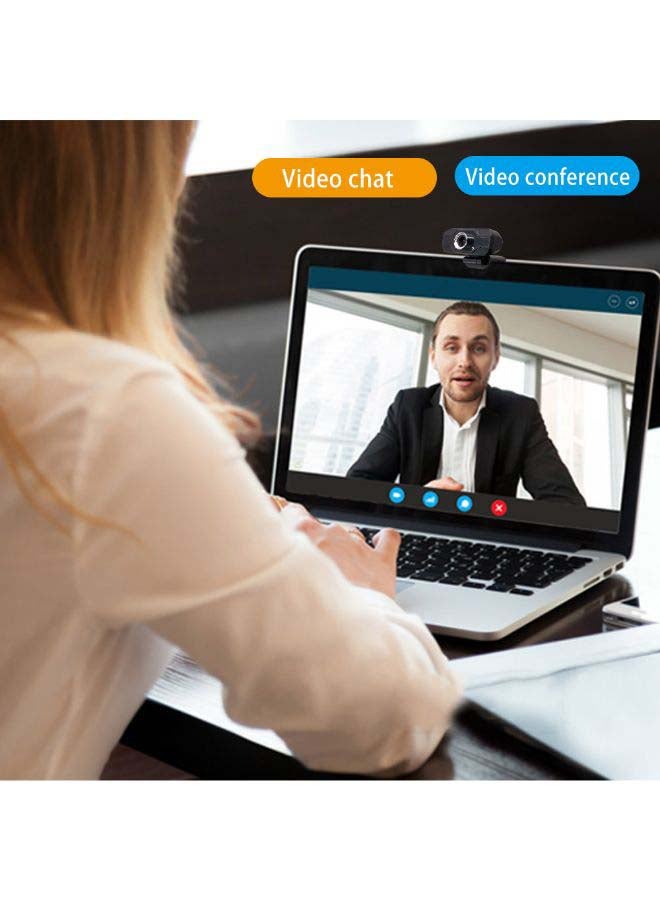 720P Webcam USB Camera Video High Definition Web Cam with Mic for Online Studying Meeting Calling Black - Image 2