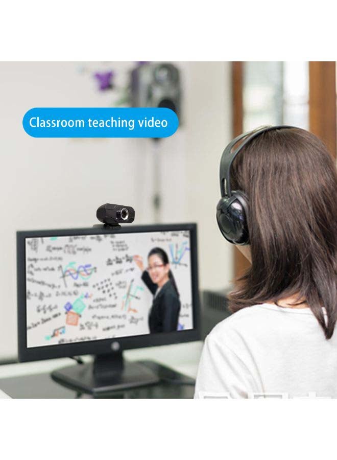 720P Webcam USB Camera Video High Definition Web Cam with Mic for Online Studying Meeting Calling Black - Image 3