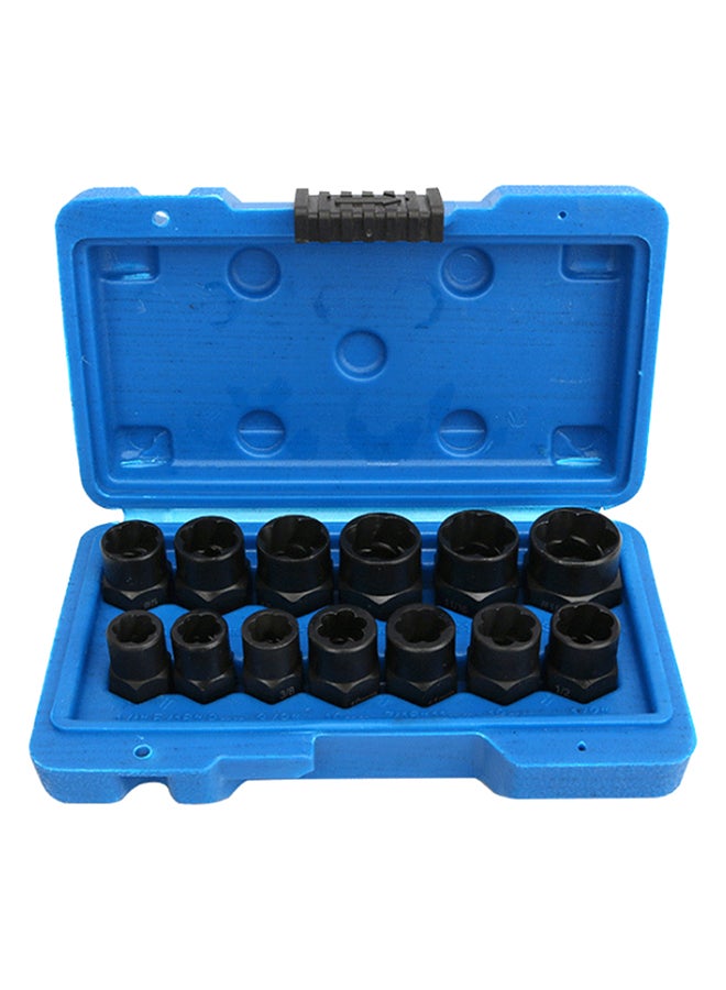13-Piece Nut Bolt Extractor Socket Set With Storage Box Black/Blue  - Image 1