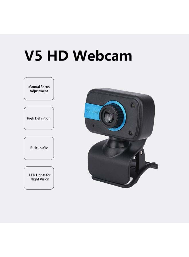 Portable HD Webcam 480P 30fps Camera with Mount Clip Built-in Microphone Notebook Laptop PC Desktop Computer Web Video Camera USB Plug & Play for Online Conferences Meeting Video Call Live Streaming Black - Image 3
