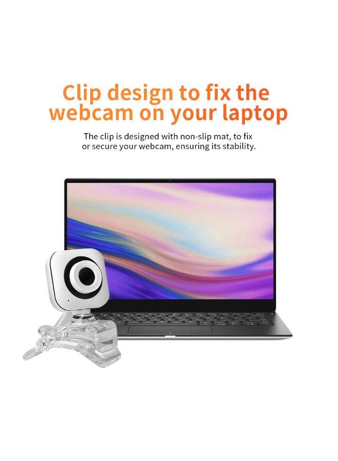 Generic - Portable HD Webcam 480P 0.3MP 30fps Camera with Clear Mount Clip Built-in Microphone Notebook Laptop PC Desktop Computer Web Video Camera USB Plug & Play for Online Conferences Meeting Video Call Live Streaming White - Image 1