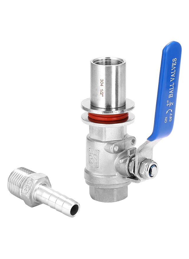 Compact Ball Valve Barb Silver/Blue - Image 1