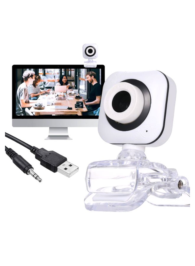 0.3 Megapixels High-definition Web Camera Clip-on USB Webcam for PC Laptop Computer Desktop White  - Image 1