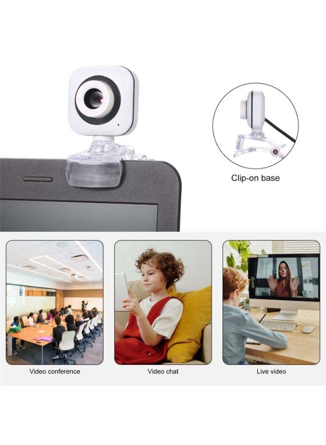 0.3 Megapixels High-definition Web Camera Clip-on USB Webcam for PC Laptop Computer Desktop White  - Image 3