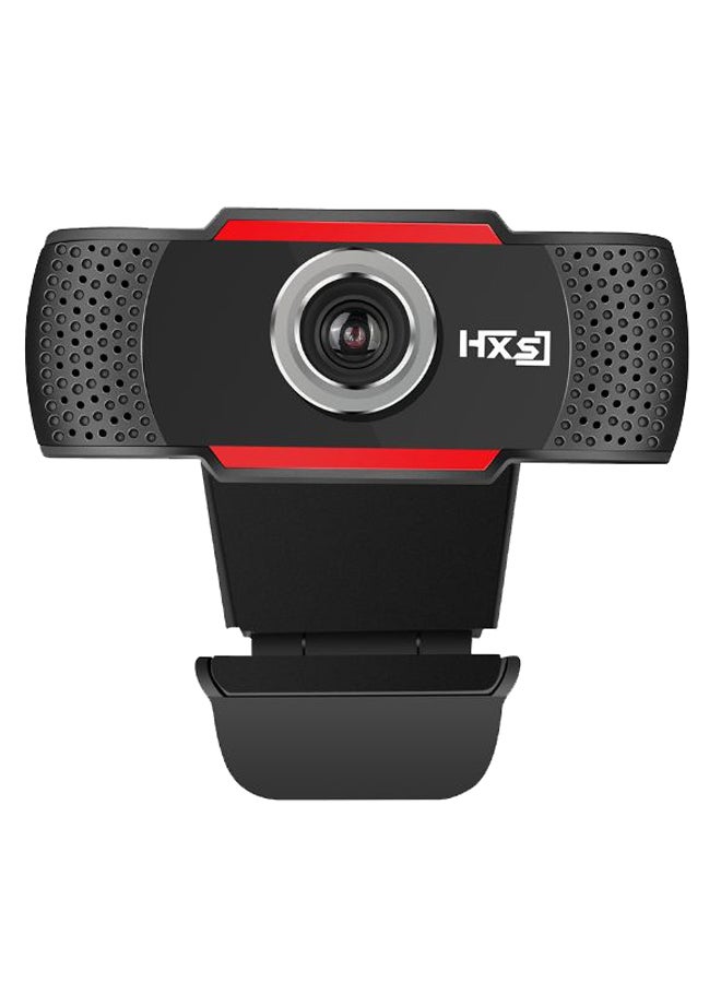 HXSJ 720P Manual Focus Sound-Absorbing Webcam Black/Red - Image 1