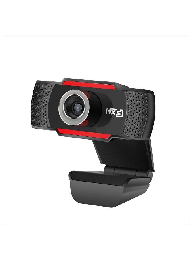 HXSJ 720P Manual Focus Sound-Absorbing Webcam Black/Red - Image 2