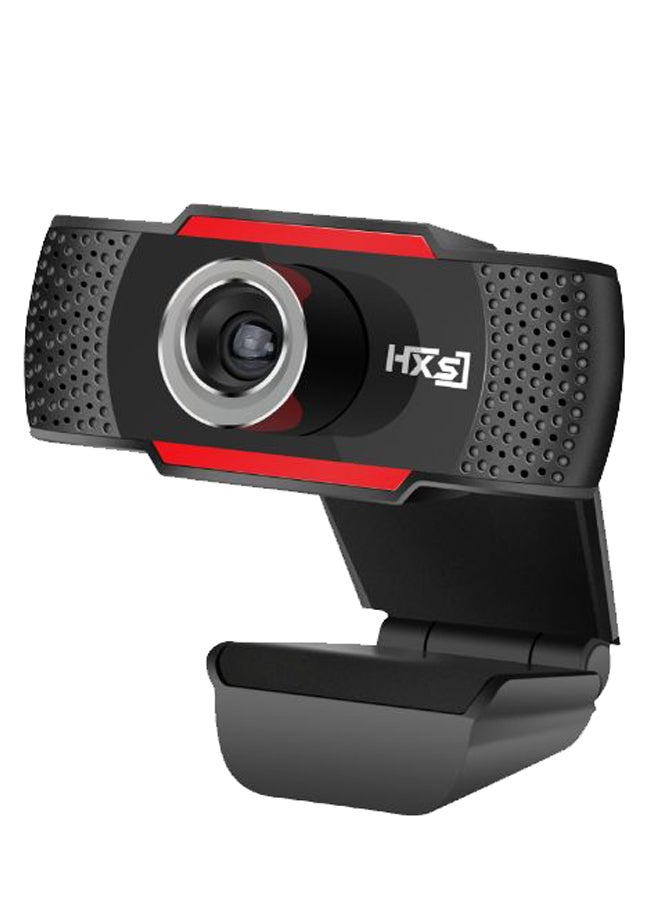 HXSJ 1080P HD Manual Focus Sound-Absorbing Webcam Black/Red - Image 1