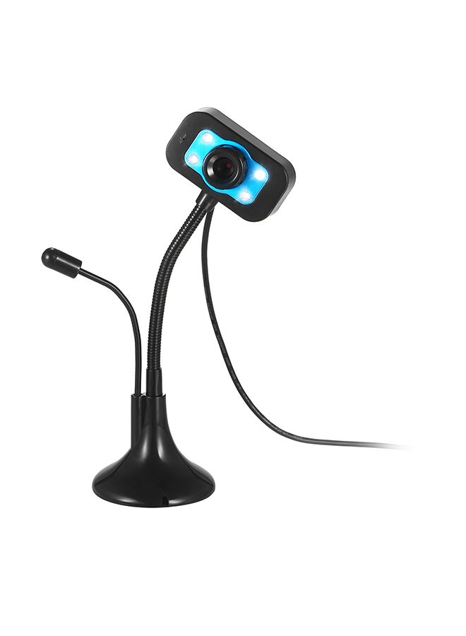 LED Light Flexible Gooseneck HD USB Webcam With Mic Black/Blue