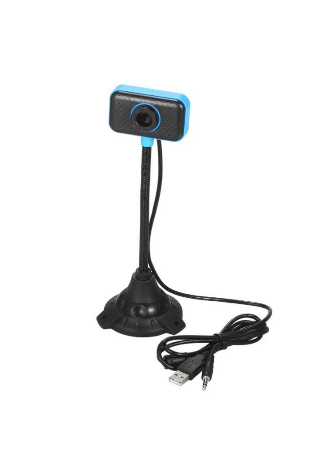 كاميرا ويب USB عالية الوضوح وبتصميم مُنحن ومرن مع ميكروفون مُدمج لتقليل الضوضاء الأسود / الأزرق