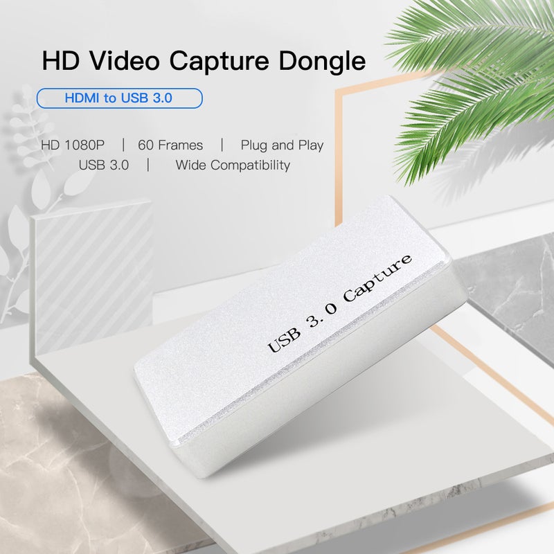 Generic - HDMI to USB 3.0 Video Capture Dongle 1080P Full HD Video Recorder Driver-Free For Remote Video Meeting Data Collection White - Image 1