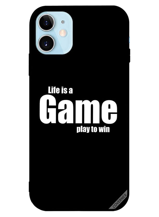 كوفرنيكس غطاء حماية واق لهاتف أبل آيفون 12 بطبعة عبارة "Life Is A Game Play To Win" - Image 1