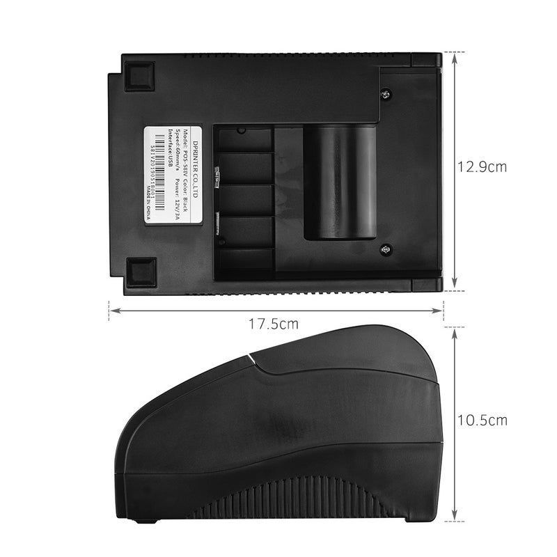 Desktop 58mm USB Direct Thermal Bill Receipt Printer 18.30 x 13.10 x 18.20cm Black - Image 3
