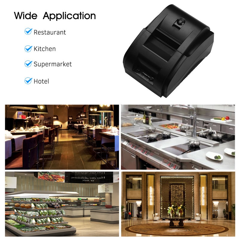 Desktop 58mm USB Direct Thermal Bill Receipt Printer 18.30 x 13.10 x 18.20cm Black - Image 5