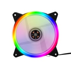 Generic Computer Radiator Cooling Fan Case Cooler With Non-adjustable RGB Light 12cm multicolour  - Image 1
