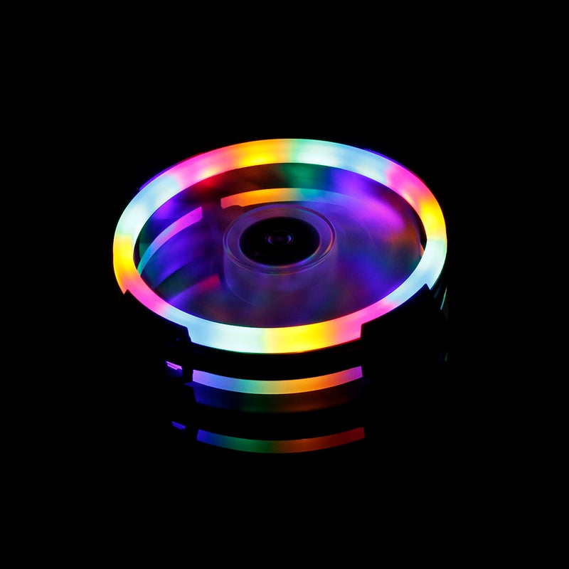 ماركة غير محددة - مبرد مروحة تبريد الكمبيوتر مع ضوء RGB غير قابل للتعديل 12سم متعدد الألوان - Image 1