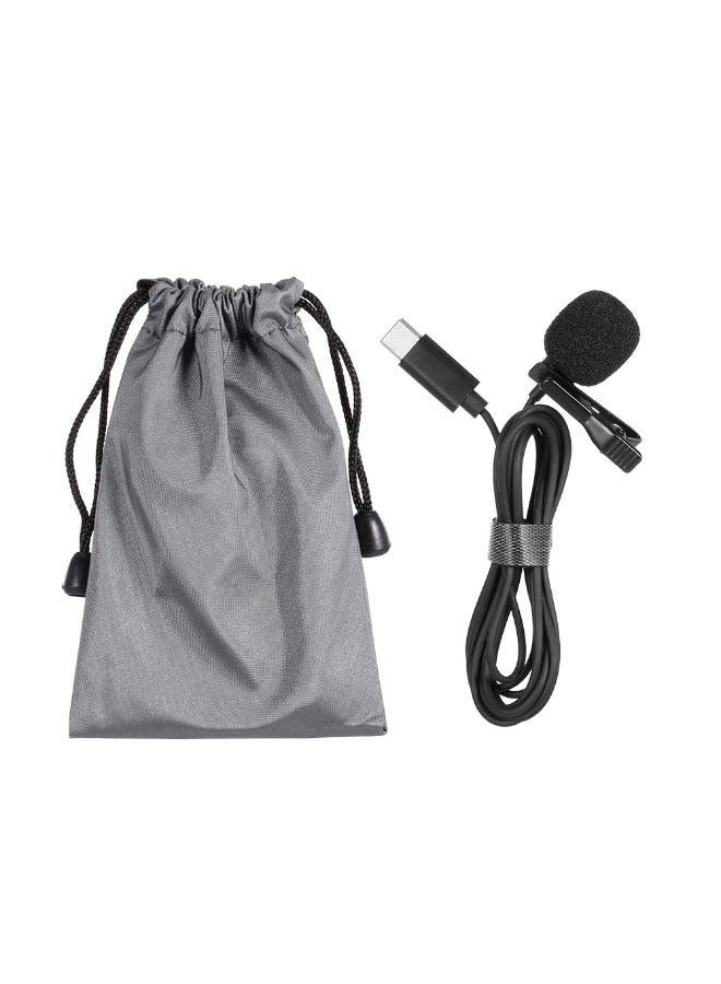 JH-042 Type-C Lavalier Microphone Omni Directional Condenser Microphone Superb Sound for Audio and Video Recording Black - Image 2