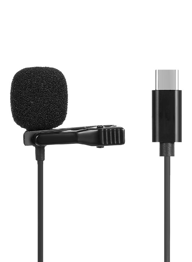 JH-042 Type-C Lavalier Microphone Omni Directional Condenser Microphone Superb Sound for Audio and Video Recording Black - Image 1