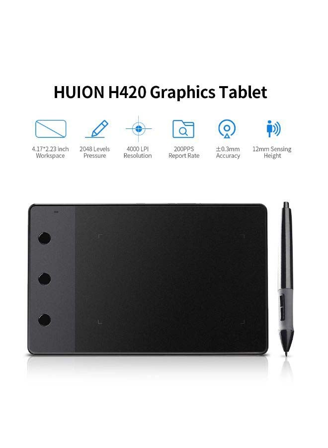 HUION Professional Graphics Drawing Tablet Black  - Image 2