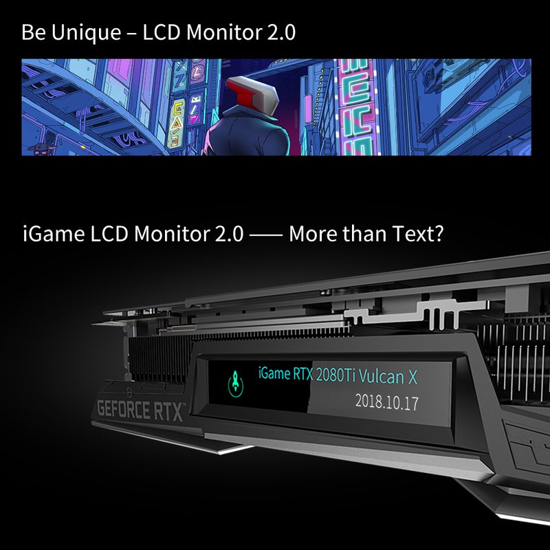 Colorful - iGame GeForce RTX 2080 Super Vulcan X OC GDDR6 8G GPU Graphic Card With One-key Overclock RGB LCD Black - Image 1