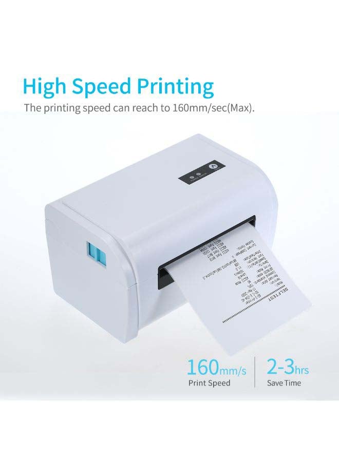 طابعة ملصقات شحن مقاس 110 مم مع حامل وكابل USB للطابعة الحرارية المباشرة عالية السرعة 23 x 20سم أبيض - Image 3