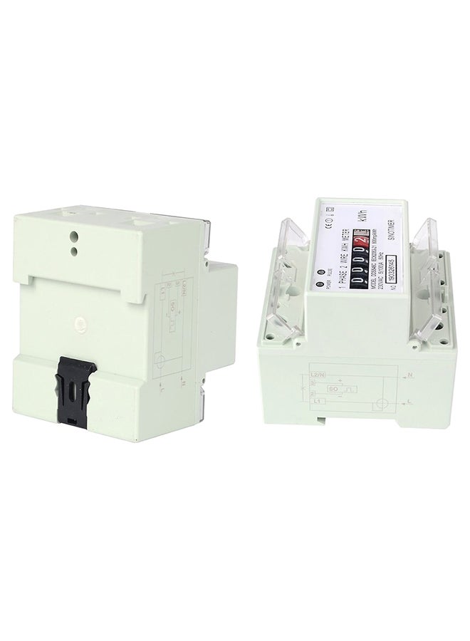 Generic - Single Phase Two Wire Din Rail Analog Energy Counter Meter White/Black 9 x 8cm - Image 1