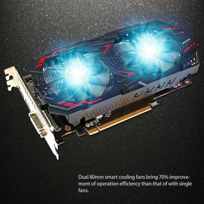 Generic - AMD Radeon RX 460 GPU 4GB 4096M Gaming GDDR5 PCI-E X16 3.0 VR Ready Video Graphics Card With Two Cooling Fan multicolour - Image 1
