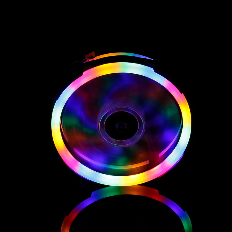 مروحة تبريد صامتة لمبرد الكمبيوتر مقاس 12 سم مزودة بإضاءة متعددة الألوان RGB غير قابلة للتعديل متعدد الألوان - Image 4