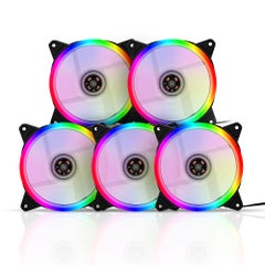 Computer Radiator 12cm Cooler Mute Cooling Fan With Non-adjustable RGB Lights multicolour