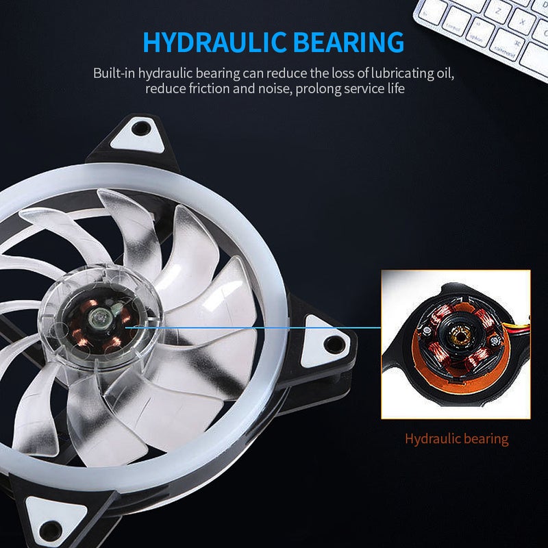 Generic - Computer Radiator 12cm Cooler Mute Cooling Fan With Non-adjustable RGB Lights multicolour - Image 1