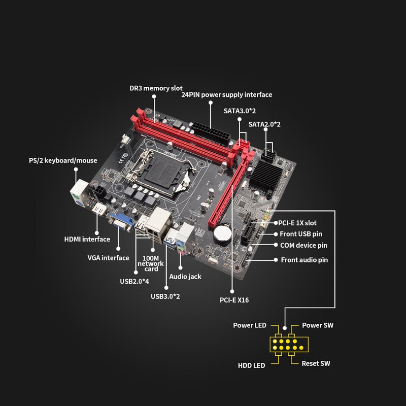 Generic - H81 Motherboard LGA1150 DDR3 M-ATX Mainboard Support i3 i5 3470 4590CPU Multicolour - Image 1