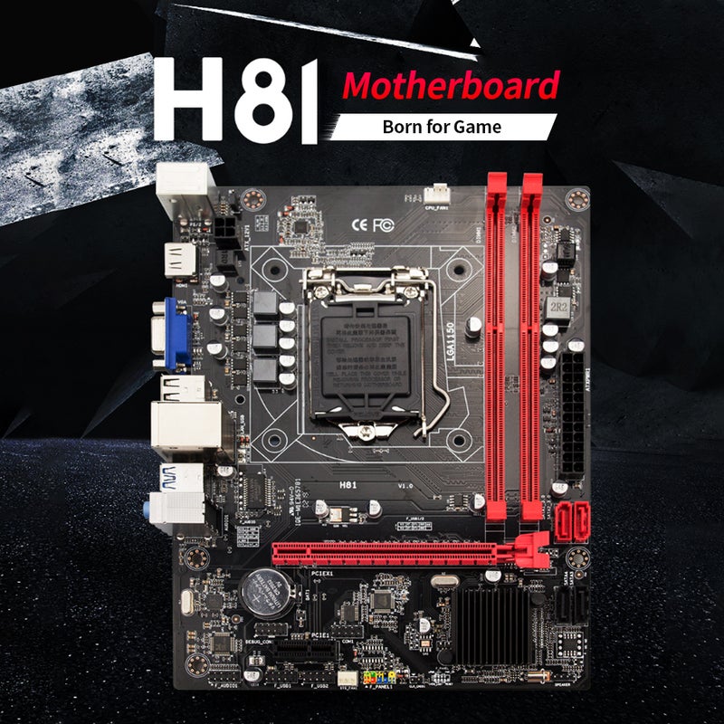 Generic - H81 Motherboard LGA1150 DDR3 M-ATX Mainboard Support i3 i5 3470 4590CPU Multicolour - Image 1