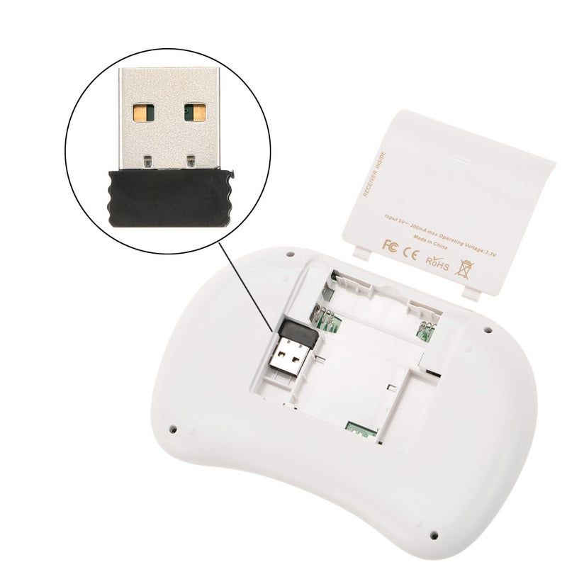 لوحة مفاتيح صغيرة باتصال لاسلكي بقوة 2.4 جيجا هرتز مع منفذ USB مع لوحة لمس وماوس هوائي، إصدار ألماني أبيض - Image 4