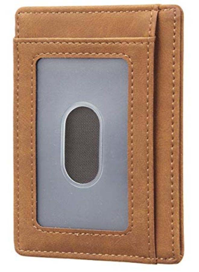 Travelambo Front Pocket Minimalist Leather Slim Wallet Brown  - Image 2
