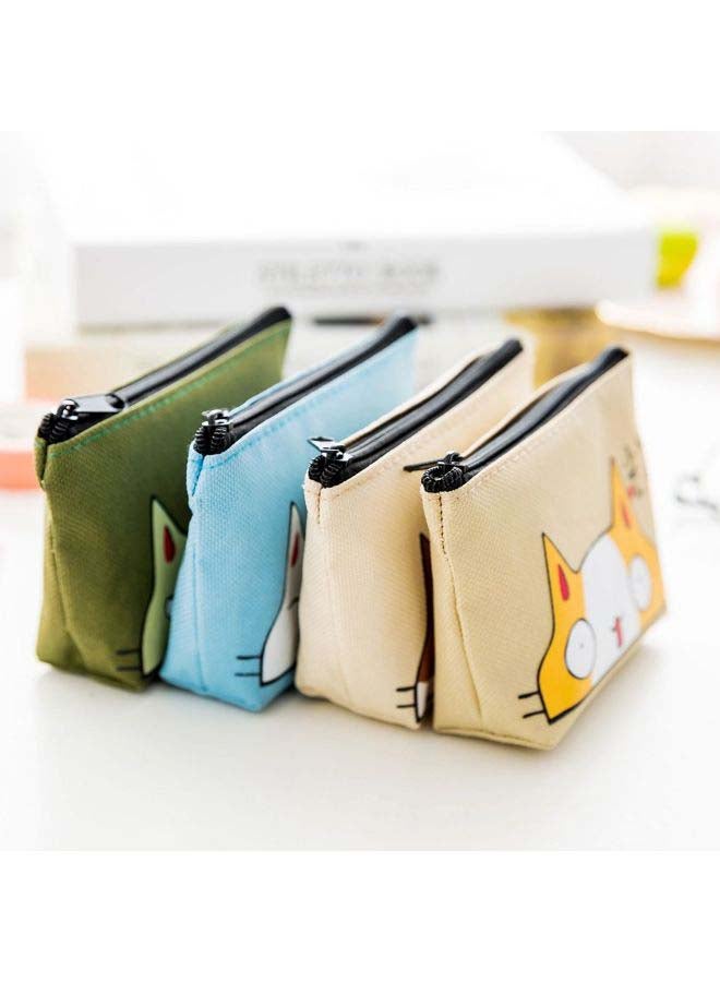 Cute Cat Coin Purse Beige/White - Image 2