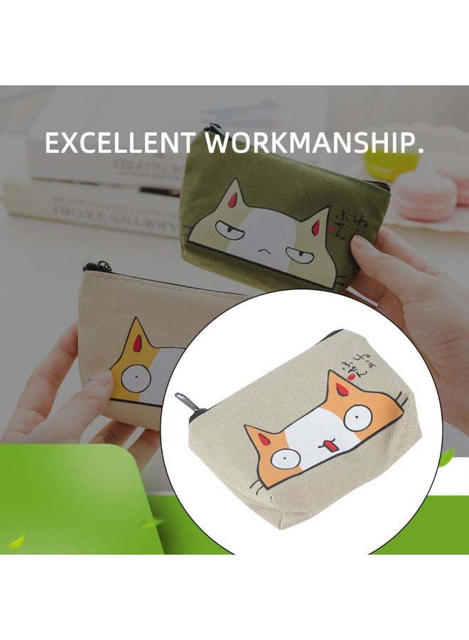 Cute Cat Coin Purse Apricot/White - Image 2