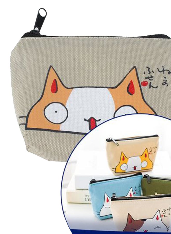 Cute Cat Coin Purse Apricot/White - Image 1