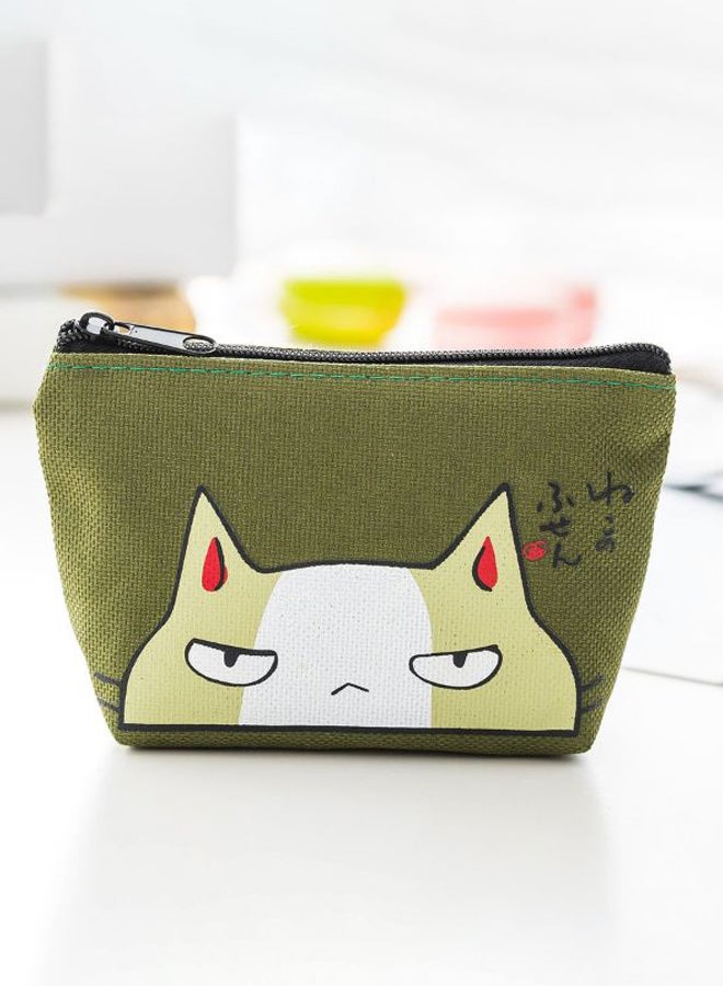 Cute Cat Coin Purse Green/White - Image 1