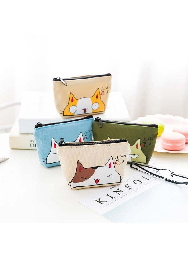 Cute Cat Coin Purse Green/White - Image 3