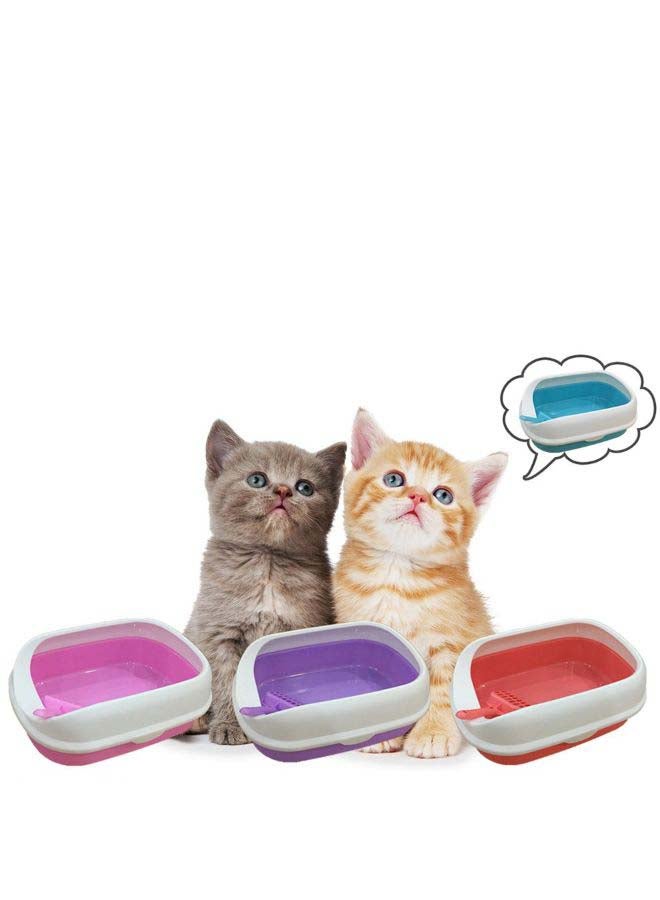 Generic - Portable Clean Cat Litter Box Blue 41x31x14cm - Image 1