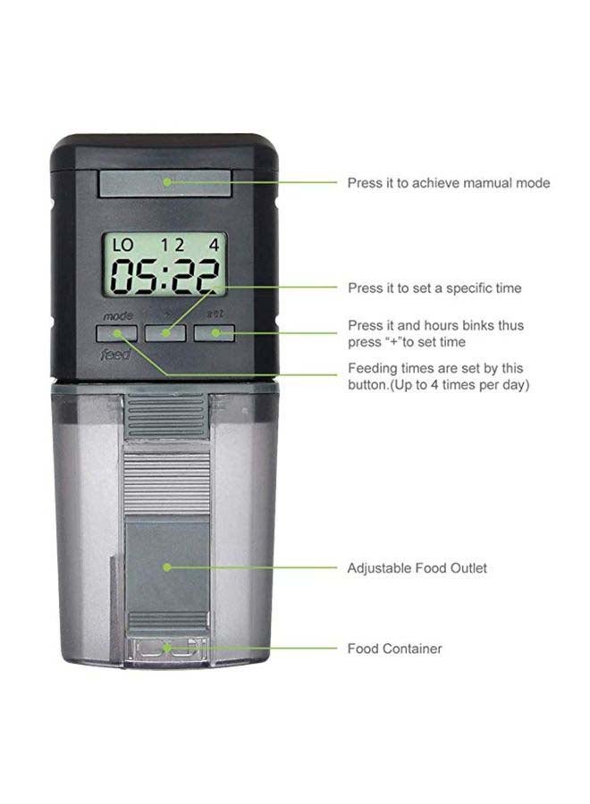 Fish Feeder Unit Black/Silver 21x8.3x8.6cm - Image 2