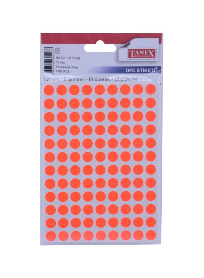 تانيكس ملصقات دائرية ذاتية اللصق من 1080 قطعة أحمر