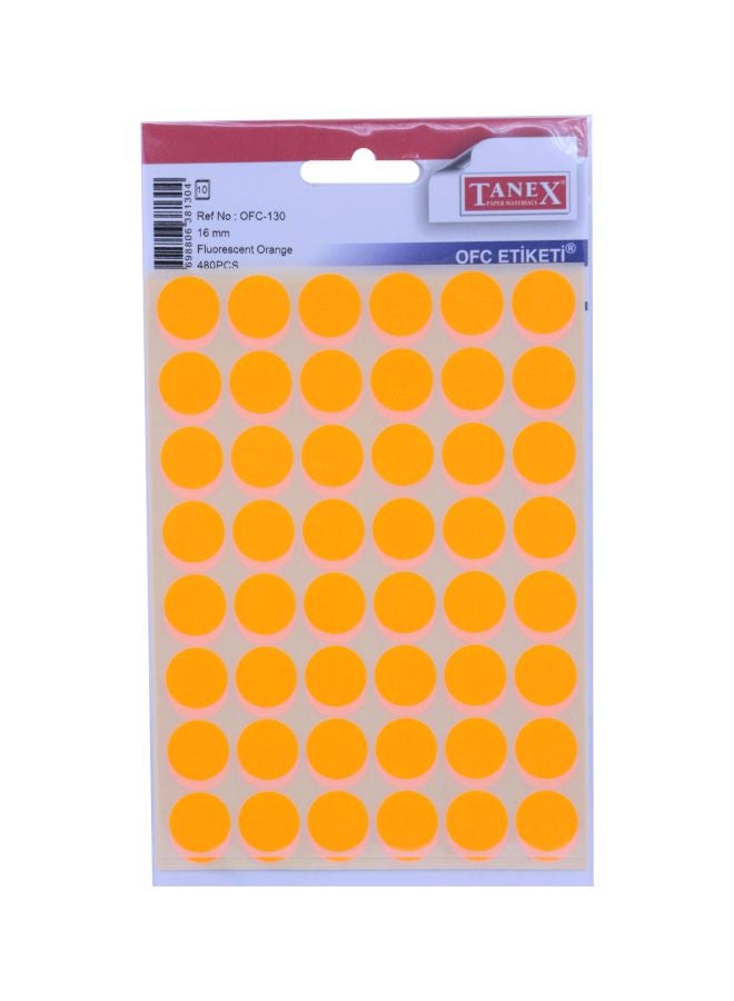 تانيكس ملصقات دائرية ذاتية اللصق من 480 قطعة برتقالي
